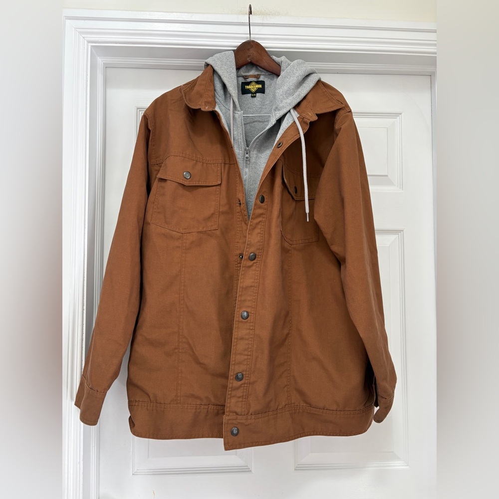 Tradesmax Pro Men's Brown  Jacket with attached Gray Hoodie men’s XL